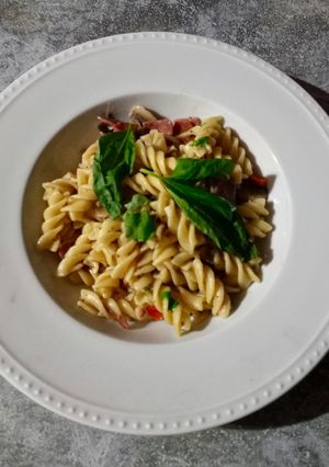 Foto resep Fusilli Aglio Olio Smoked Beef