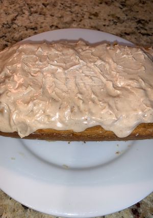 A picture of Pumpkin Spice Loaf covered with Cinnamon Icing.