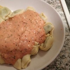 A picture of Pasta in Tuna-Tomato-Cream Sauce.