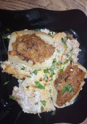 صورة لوصفة غراتان بطاطا محشية خضر وصفة بسيطة وإقتصادية 😋