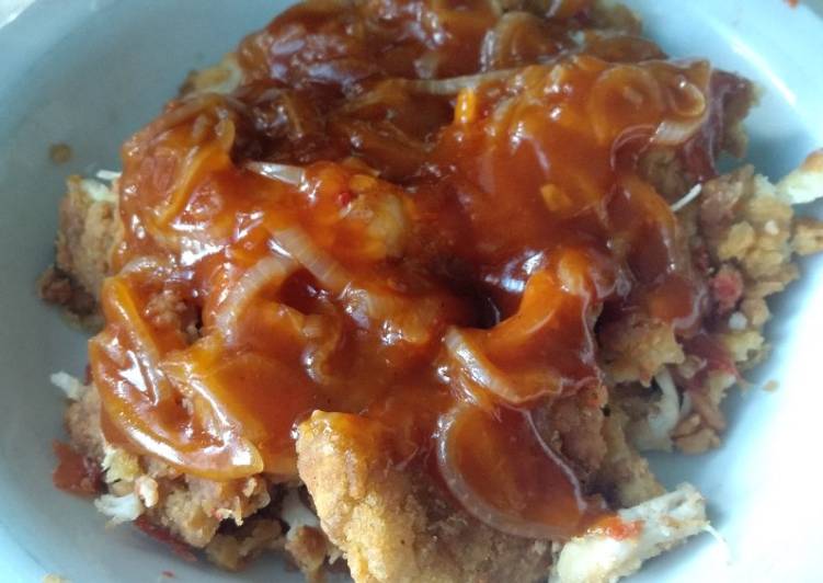 Ayam geprek saus BBQ