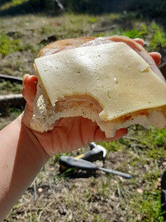 Una foto de Tostadas a la parrilla con jamón y queso