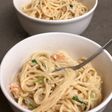 Shrimp spaghetti with creamy lemon sauce