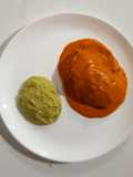 Pollo Momia, con puré de ejote
