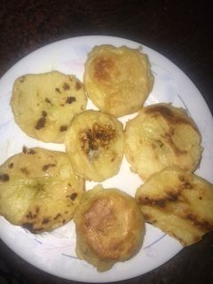 Una foto de Pancakes de manzanaApple ring pancakes