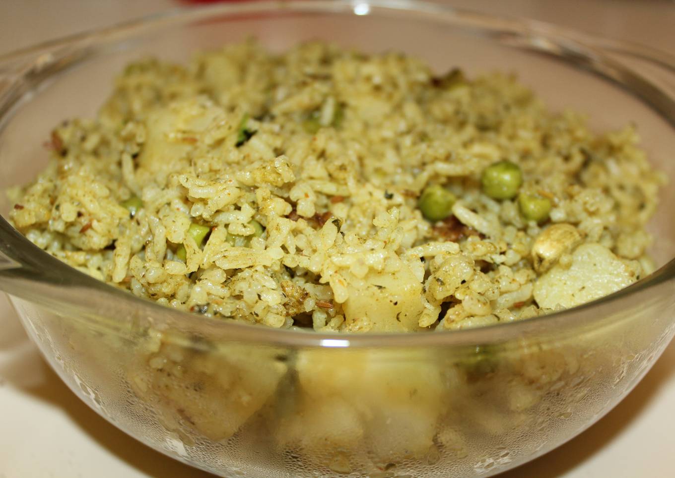 Spinach rice և potatoes in an instant