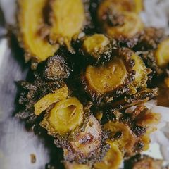 A picture of Ucche bhaja(bitter gourd fry).