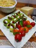 Abobrinha com mussarela de búfala e tomate seco