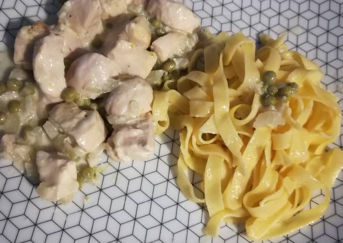 Tagliatelles Au Poulet Et Petits Pois De Delph Ine - Cookpad