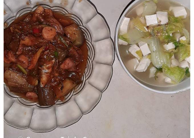 Sarden Masak Terong Kemangi dan Tumis Sawi Putih