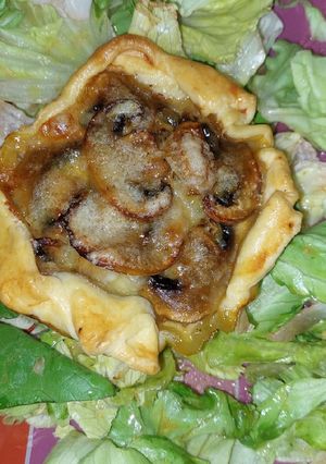 Une photo de Petite tartes rapide champignons oignons fromage