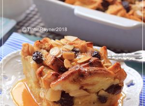 Foto resep Apple Bread Pudding with Caramel Sauce 👍👍👍