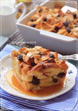 Foto resep Apple Bread Pudding with Caramel Sauce 👍👍👍
