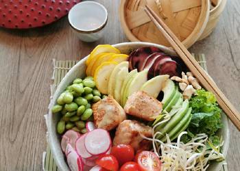 Latest Recipe Salmon and Kale poke bowl salad Practical Delicious