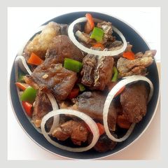 Fried goat meat A picture of Fried goat meat.