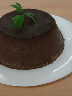 Una foto de Flan de chocolate con galleta, para diabéticos