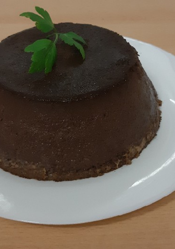 Una foto de Flan de chocolate con galleta, para diabéticos