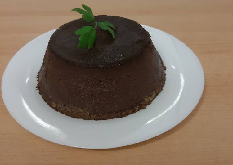 Flan de chocolate con galleta, para diabéticos