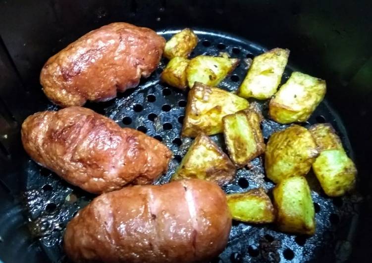 Linguiça Toscana Com Batatas Na Fritadeira Elétrica Receita