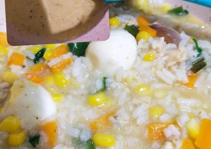 Resep MPASI Start 6+m, Bubur Sop Wortel, Jagung, Tempe Telur Puyuh Oleh ...