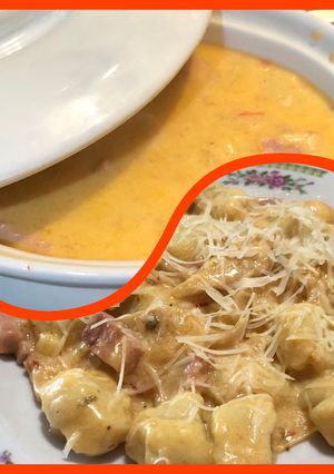 Una foto de Salsa de champiñones y jamón