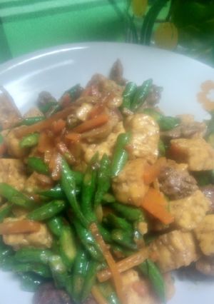 Foto resep 55. Oseng Kacang Panjang Wortel dengan Tempe dan Hati Ampela