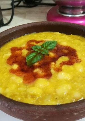 Una foto de Porotos con mazamorra