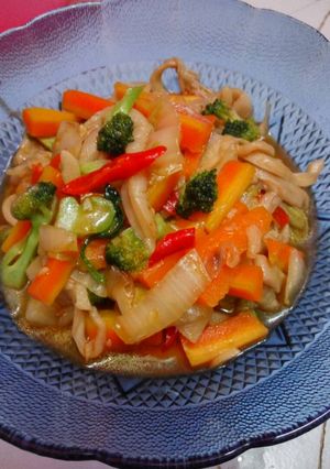 Foto resep Jamur tiram mix sayur kuah pedas 😅