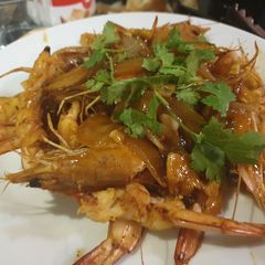 A picture of GRILLED PRAWN with sweet sauce.