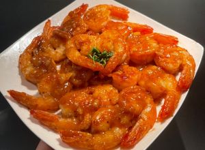 Hình của món Tôm chiên sốt me thái.