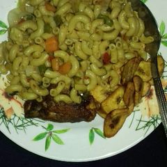 Stir fried macaroni A picture of Stir fried macaroni.