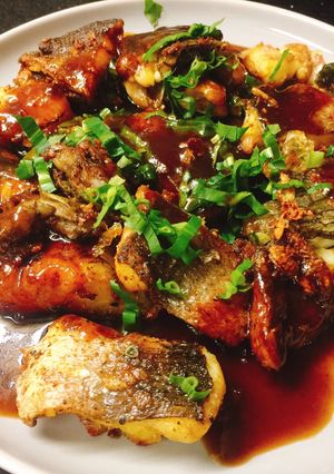 Hình của món Cá lóc chiên zòn sốt me- Bánh canh cá lóc.