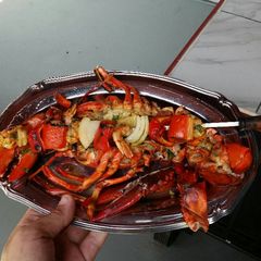 A picture of Grilled Lobster and Shrimp Kabob.