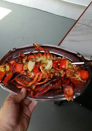 A picture of Grilled Lobster and Shrimp Kabob.