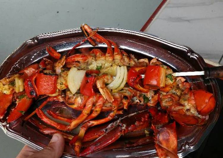 Recipe of Speedy Grilled Lobster and Shrimp Kabob