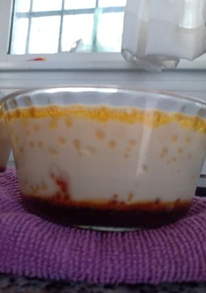 Una foto de Flan casero light 125 cal (compotera grande)🥚🥚🍶🍶