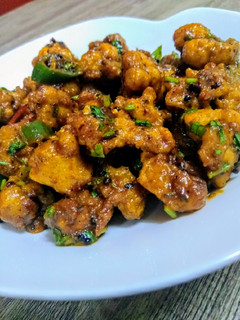 A picture of Cauliflower Manchurian with twist.