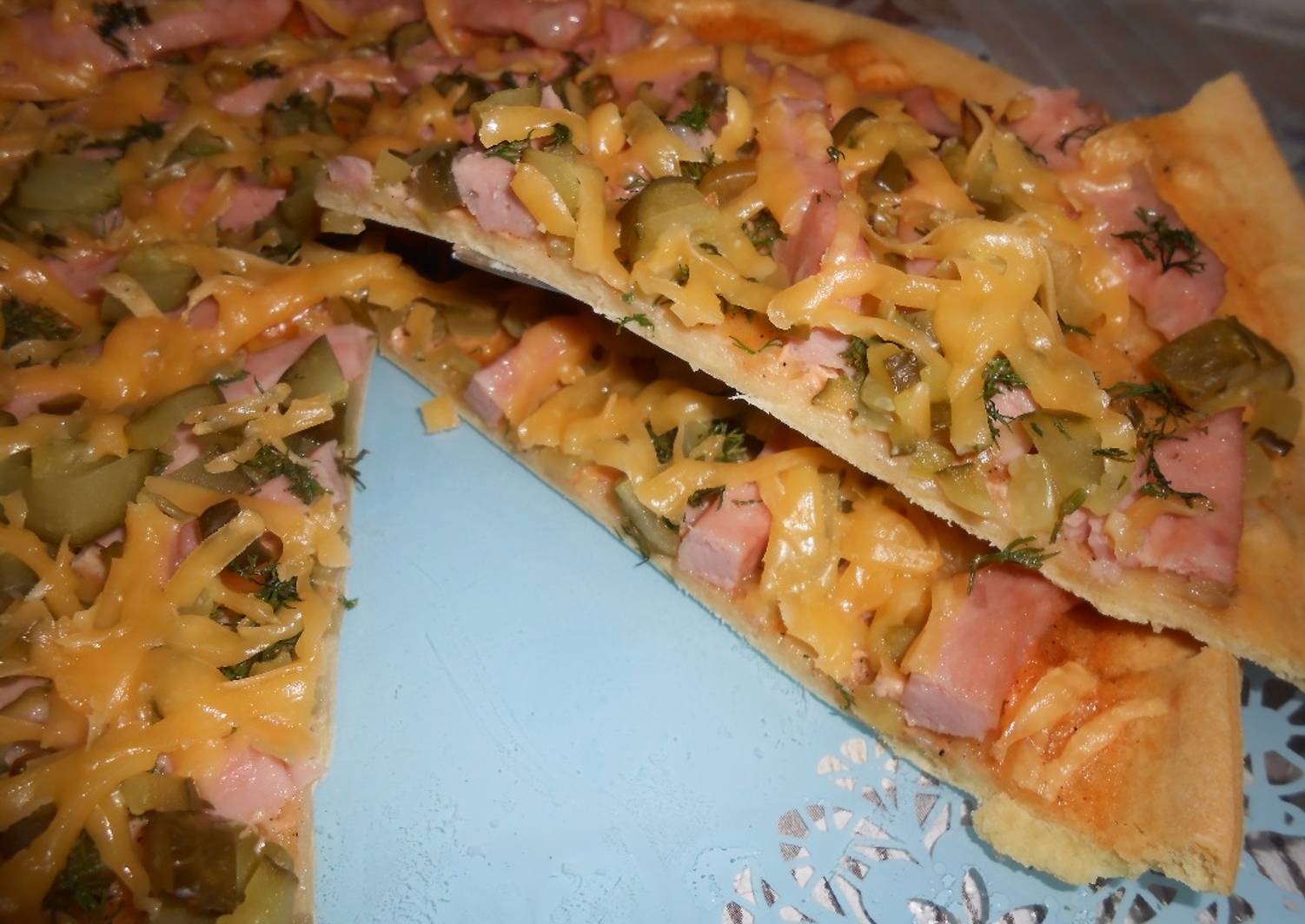 Домашняя пицца на тонком бездрожжевом тесте