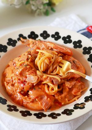 Foto resep Rose Pasta, Pasta krim tomat makanan favorit ala kafe dan restoran korea