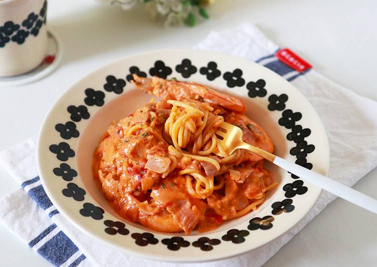 Resep Rose Pasta, Pasta krim tomat makanan favorit ala kafe dan restoran korea Anti Gagal