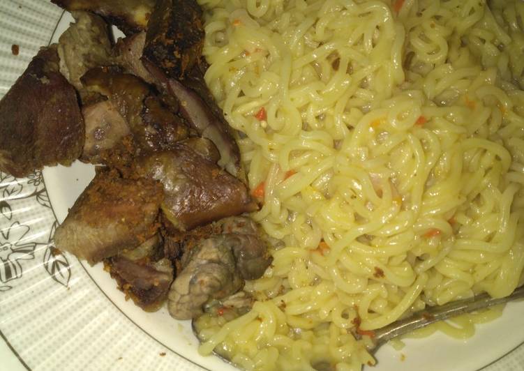 Recipe of Super Quick Indomie with roast meat