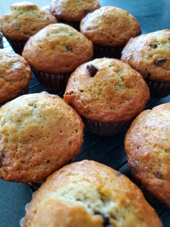 A picture of Chocolate Chip & Raisin Banana Muffins.