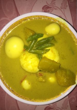 Foto resep Telur kuah santan dengan labu kuning