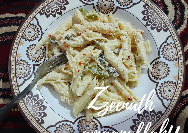 Recipe of Quick Capsicum and Olives Cheesy Penne