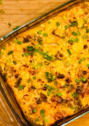 A picture of Cauliflower, broccoli & peas cheese-bake.
