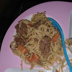 Indomine with meatballs A picture of Indomine with meatballs.