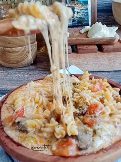 Foto resep Cream Soup Makaroni / Fusili Shitake Mushroom Bolognese Cheese