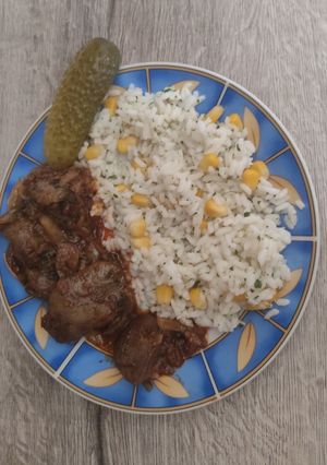 2042. sült csirkemáj 🌽 rizzsel ! recept fotója