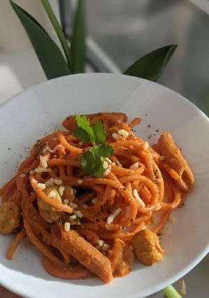 A picture of Achari Vege Pasta.