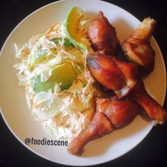 A picture of Avocado Salad and Chicken.